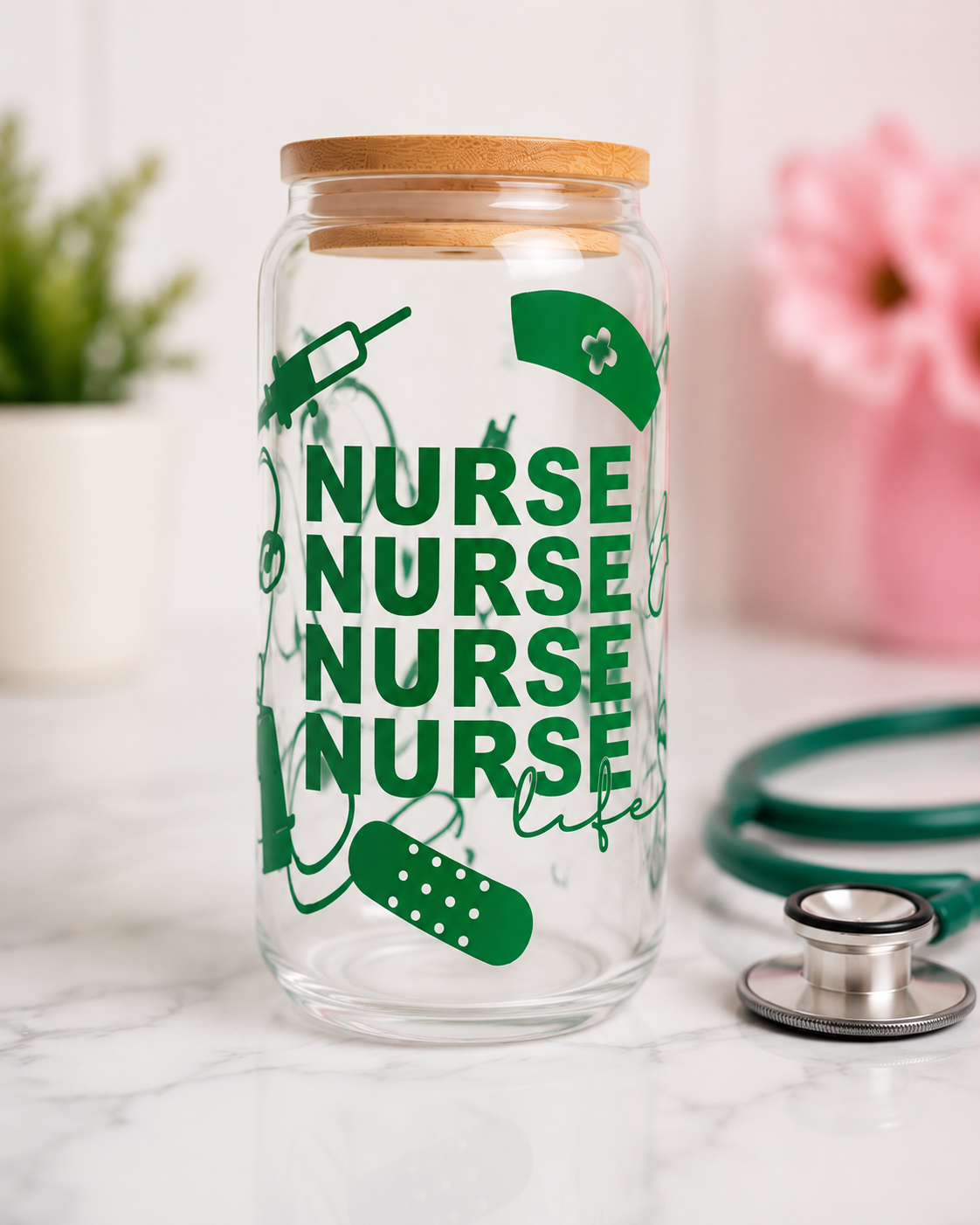 Nurse Life 16 oz Glass Tumbler