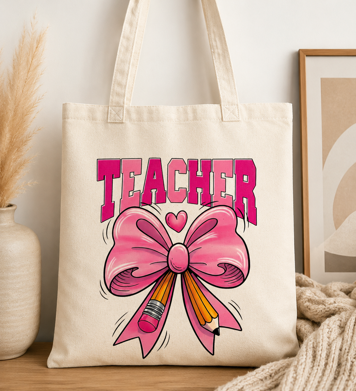 Teacher Bow Tote Bag