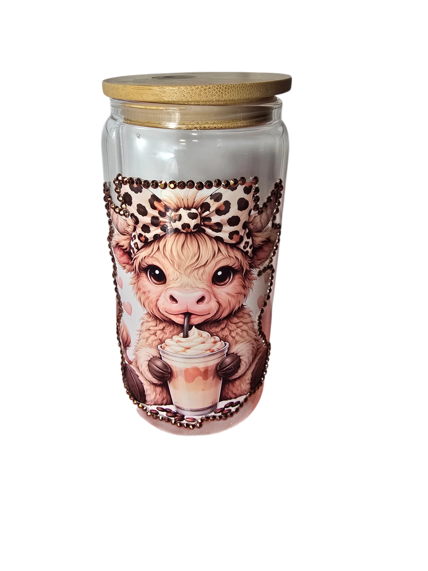 16 oz Cow Latte Glass Tumber