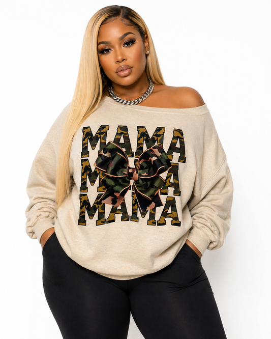 Camo Bow Mama Sweatshirt – Cozy Mom Crewneck